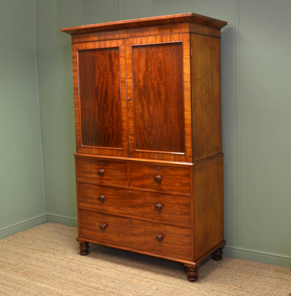 Early Victorian, Rich Mahogany, Antique Linen Press