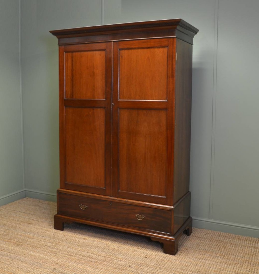 Quality Edwardian Antique Walnut Double Wardrobe