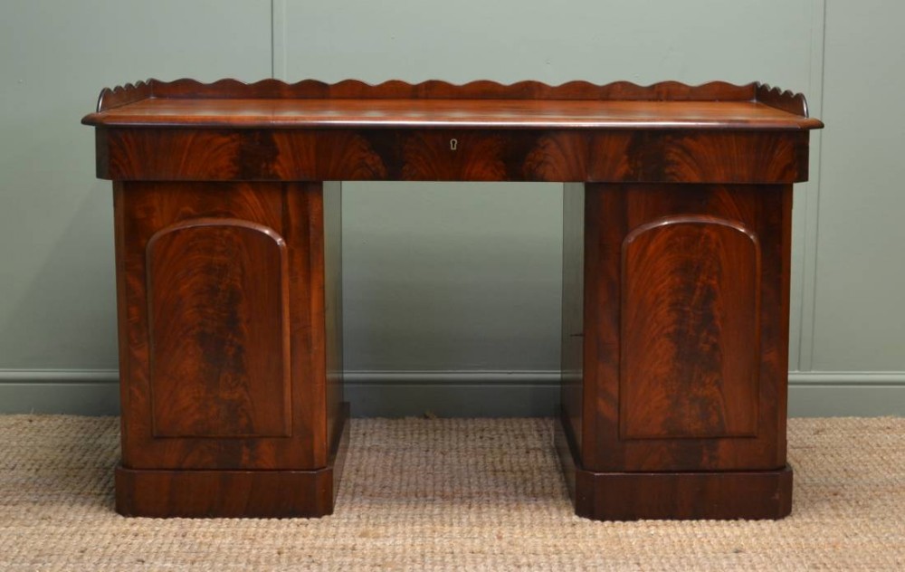 Unusual Antique Victorian Flamed Mahogany Scottish Desk