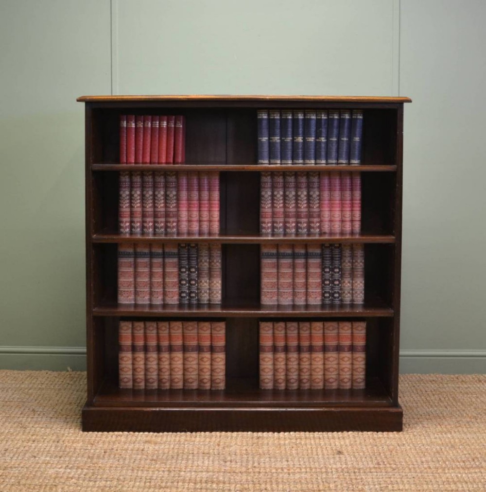 Large Victorian Walnut Antique Open Bookcase