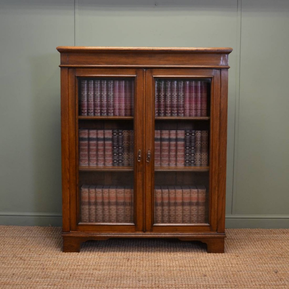 Quality Antique Victorian Oak Glazed Bookcase