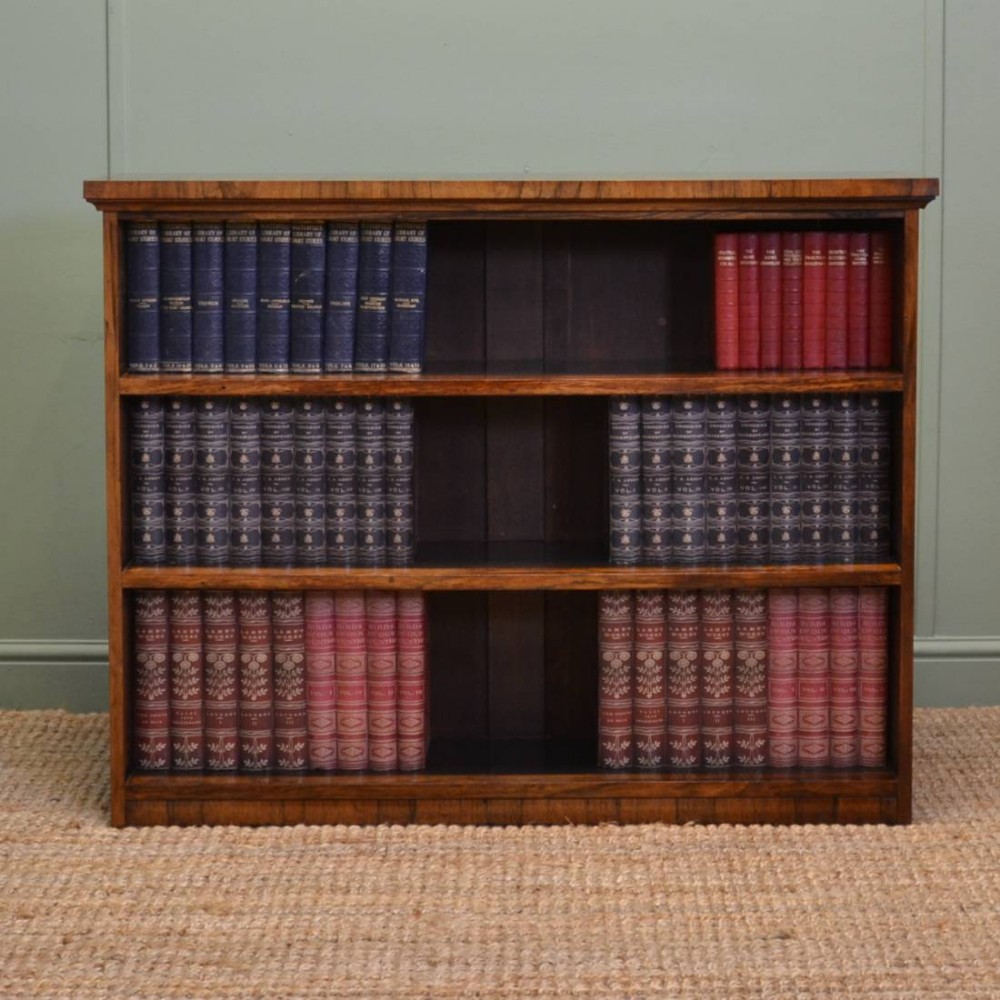 Small Victorian Rosewood Antique Open Bookcase
