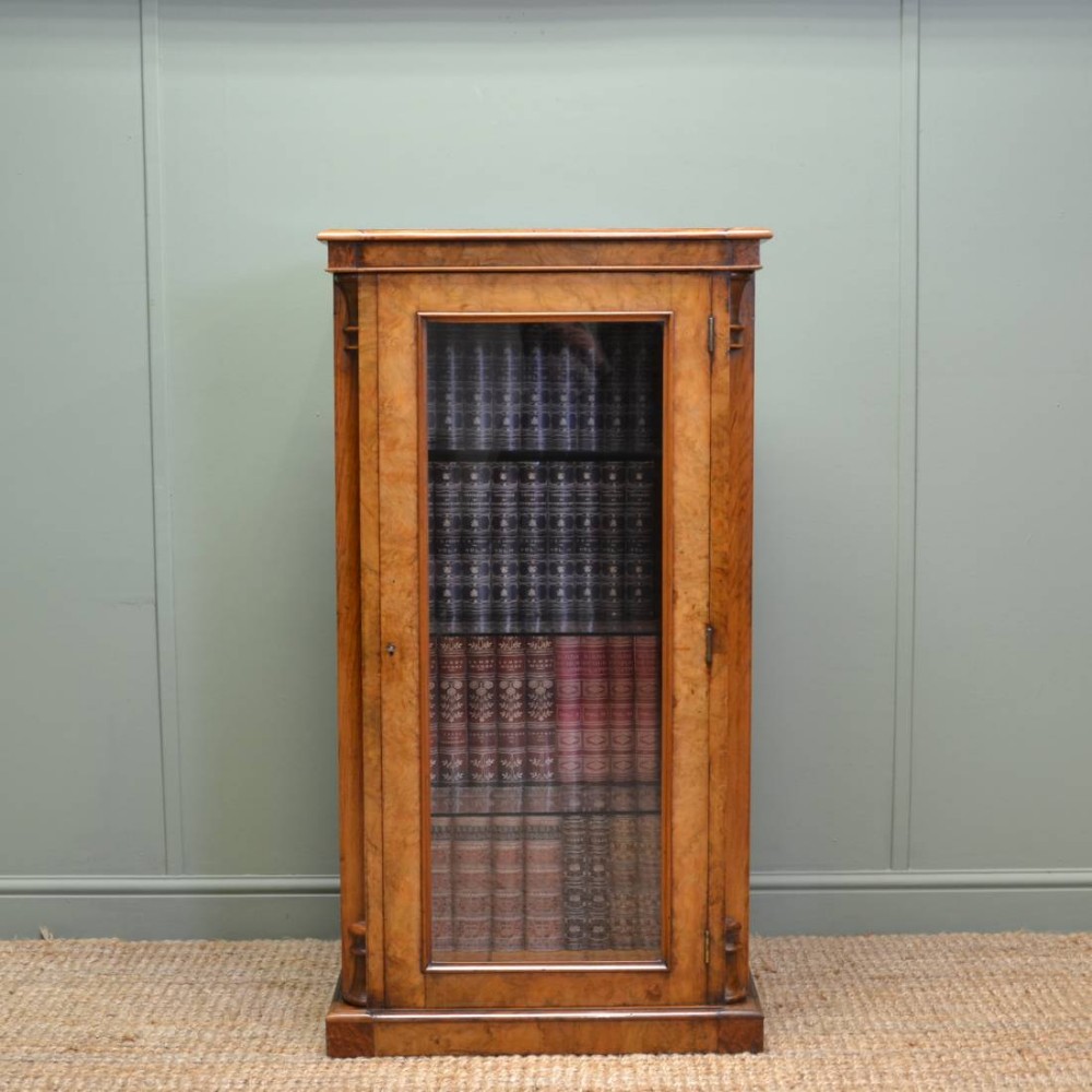 Victorian Figured Walnut Antique Display Cabinet