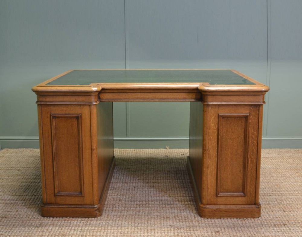 Unusual Victorian Oak Antique Partners Desk