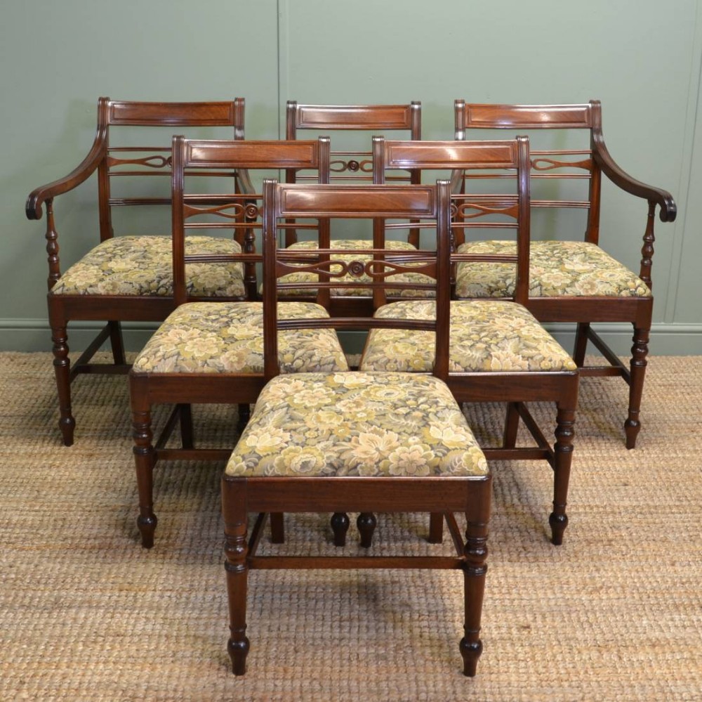 Set of Six Regency Mahogany Antique Dining Chairs