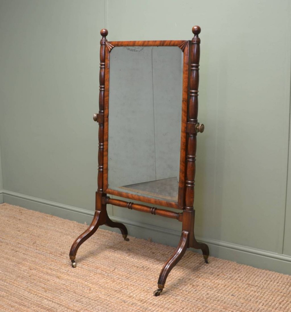 Fine Regency Mahogany Tilting Antique Cheval Mirror