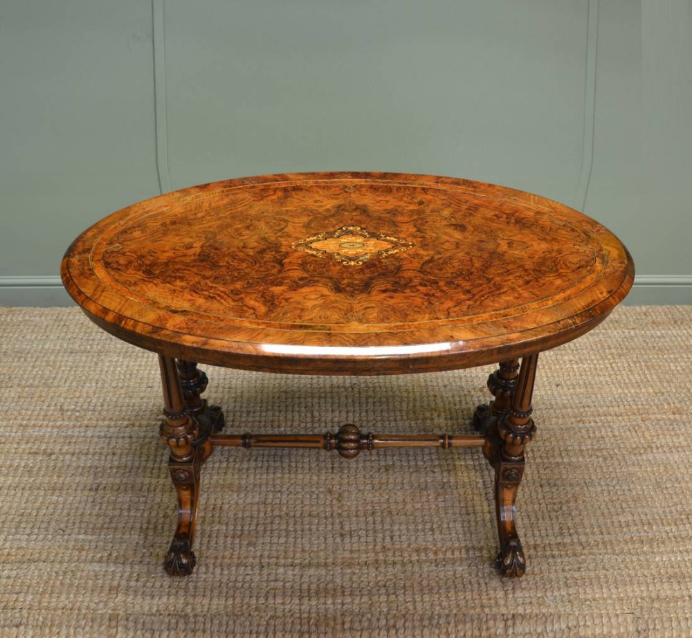 Quality Victorian Burr Walnut Antique Oval Centre Table