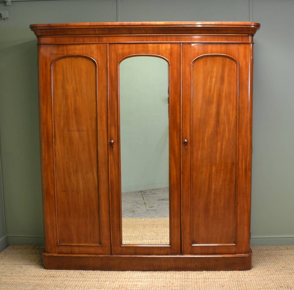 Victorian Antique Mahogany Triple Wardrobe