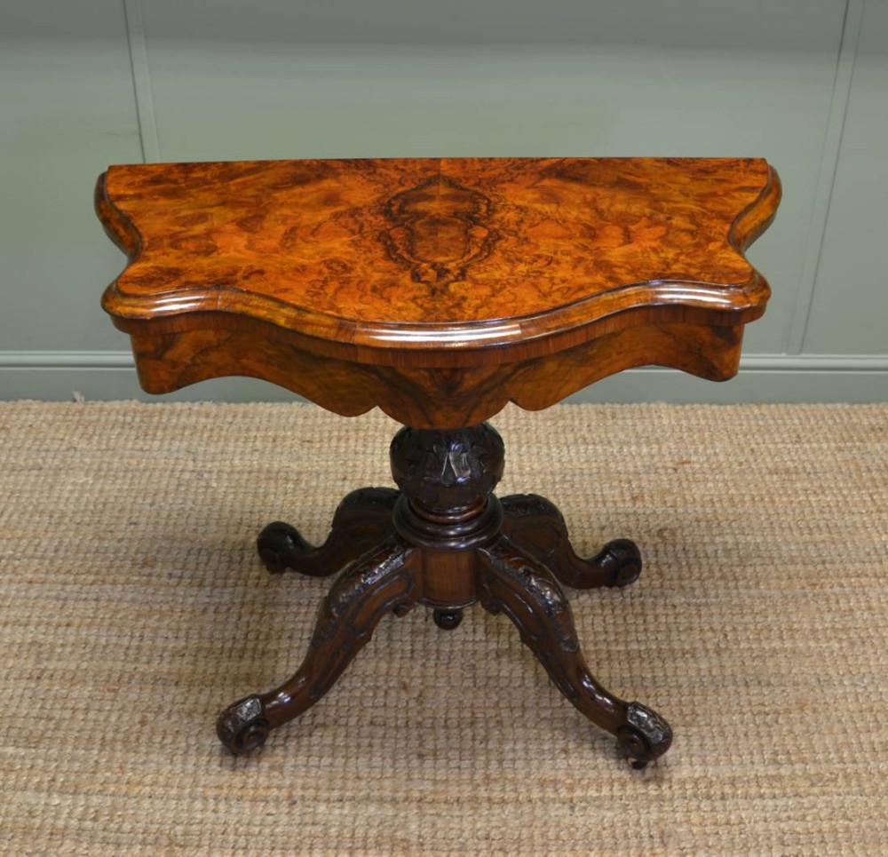 Fine Quality Figured Walnut Antique Card Table – Side Table