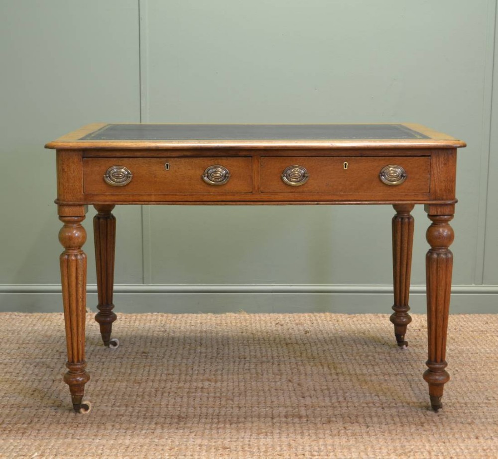 Fine Quality Antique Victorian Golden Oak Writing Table