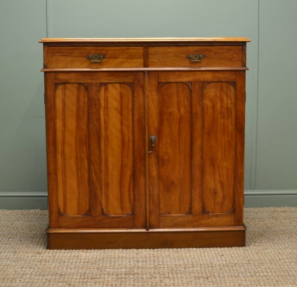 Unusual Antique Satin Birch Victorian Cupboard