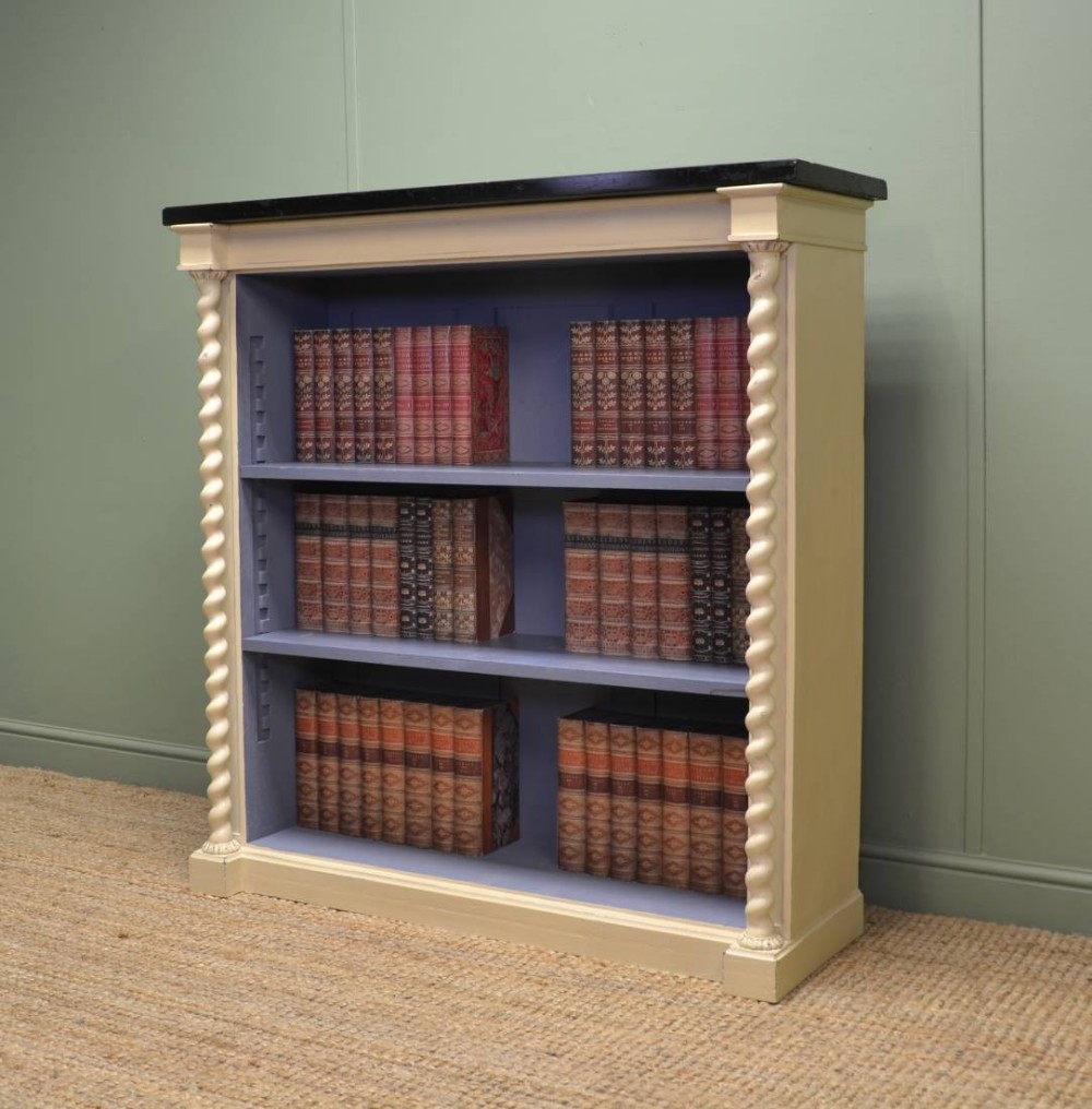 Painted Victorian Antique Open Bookcase