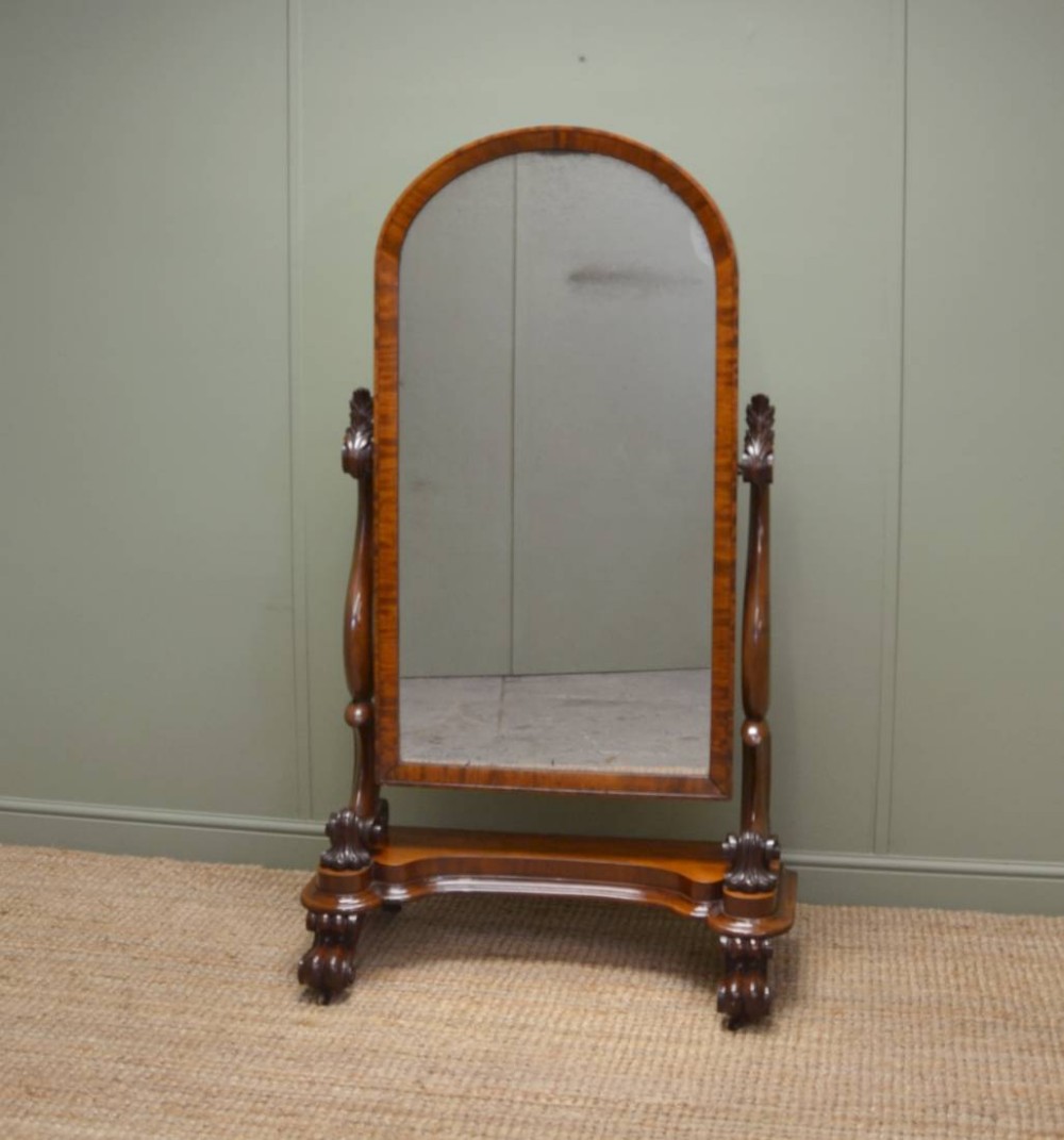 Superb Quality Victorian Mahogany Antique Cheval Mirror