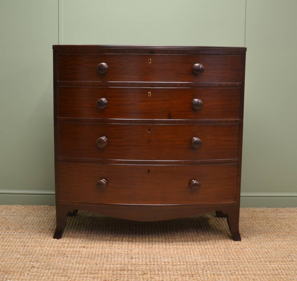 Fine Regency Mahogany Bow Fronted Antique Chest of Drawers