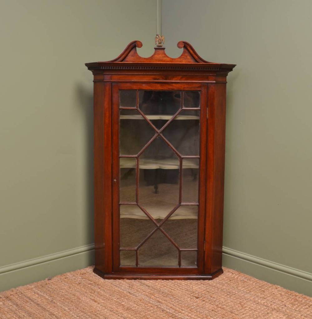 Regency Mahogany Antique Glazed Corner Cupboard