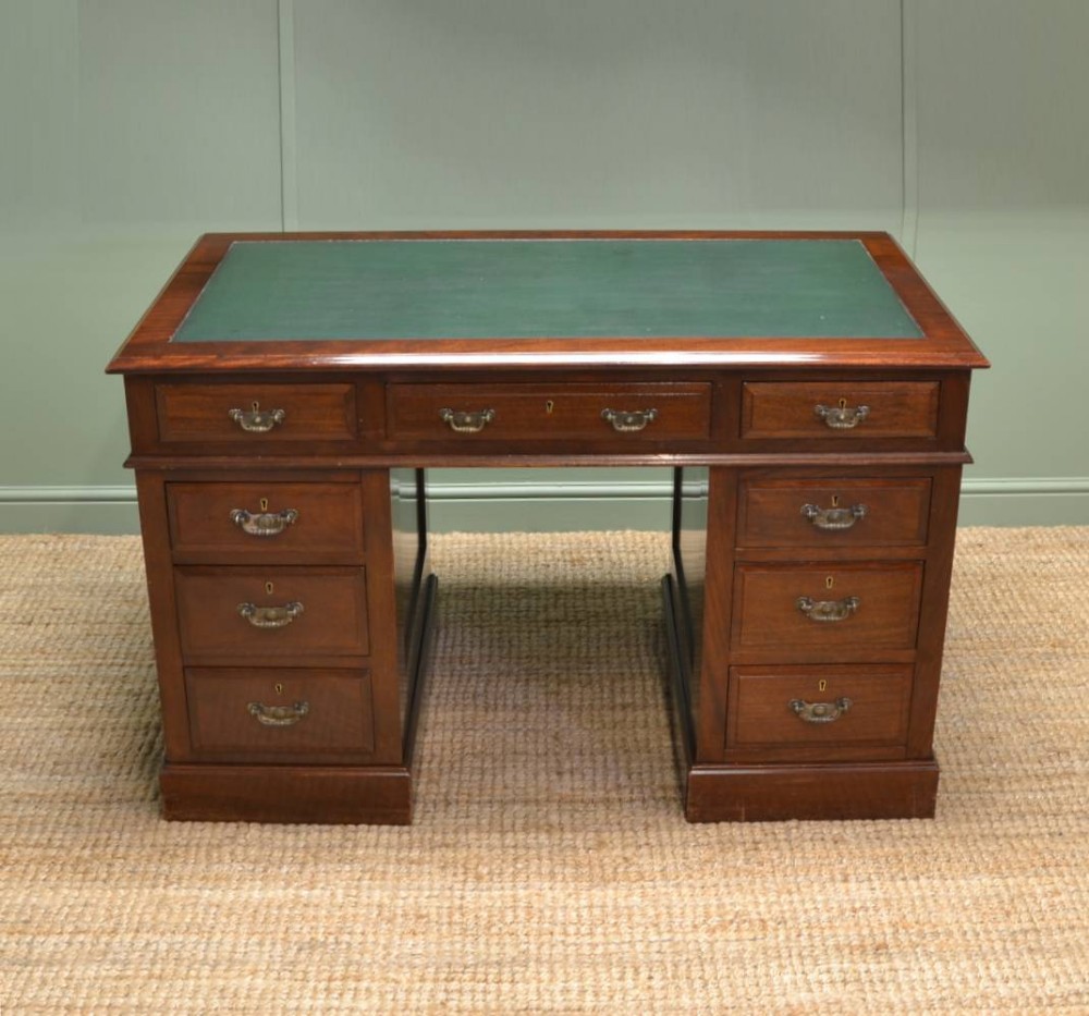 Arts & Crafts Solid Walnut Antique Pedestal Desk