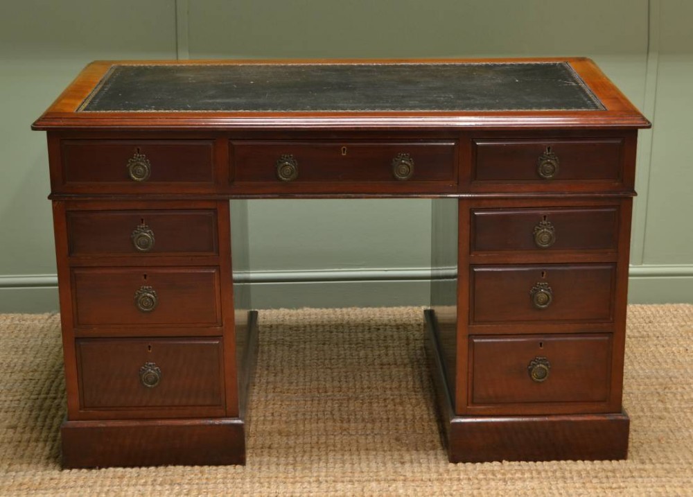 Edwardian Mahogany Twin Pedestal Antique Desk 