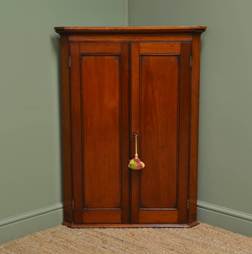 Regency Mahogany Two Door Antique Corner Cupboard