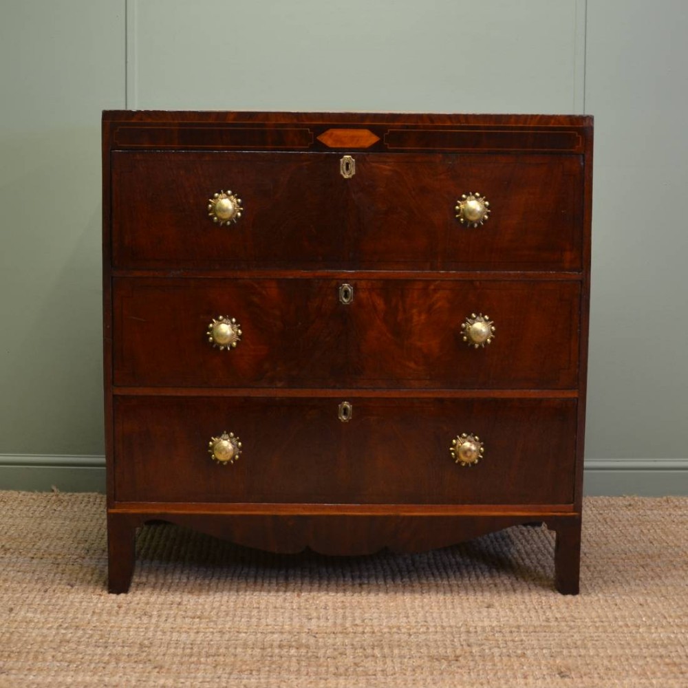 Inlaid Georgian Antique Secretaire Chest of Drawers