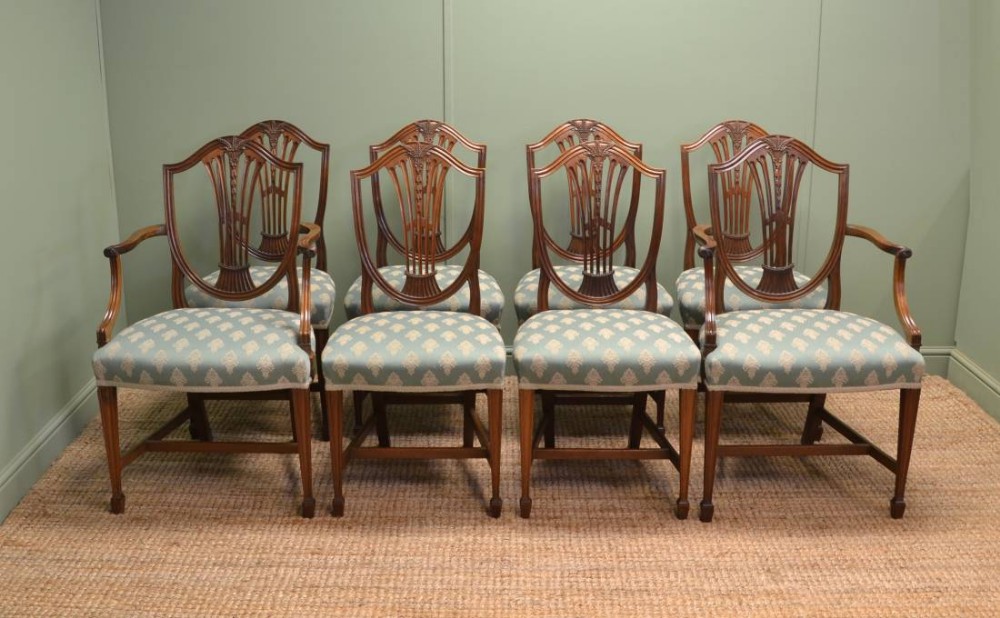 Fine Quality, Set of Eight Edwardian Mahogany Antique Dining Chairs