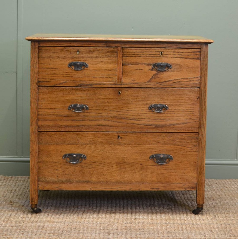 Edwardian Golden Oak Antique Chest of Drawers