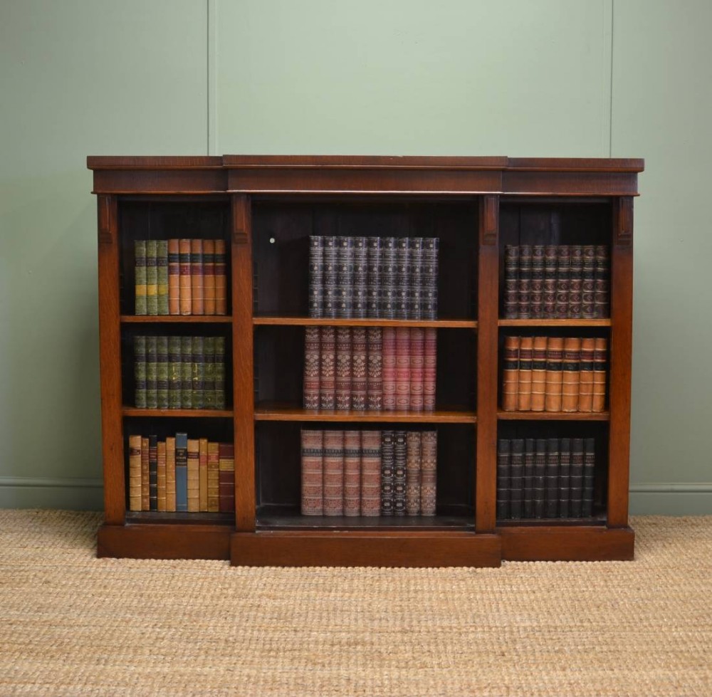 Victorian Oak brakefronted Antique Open Bookcase