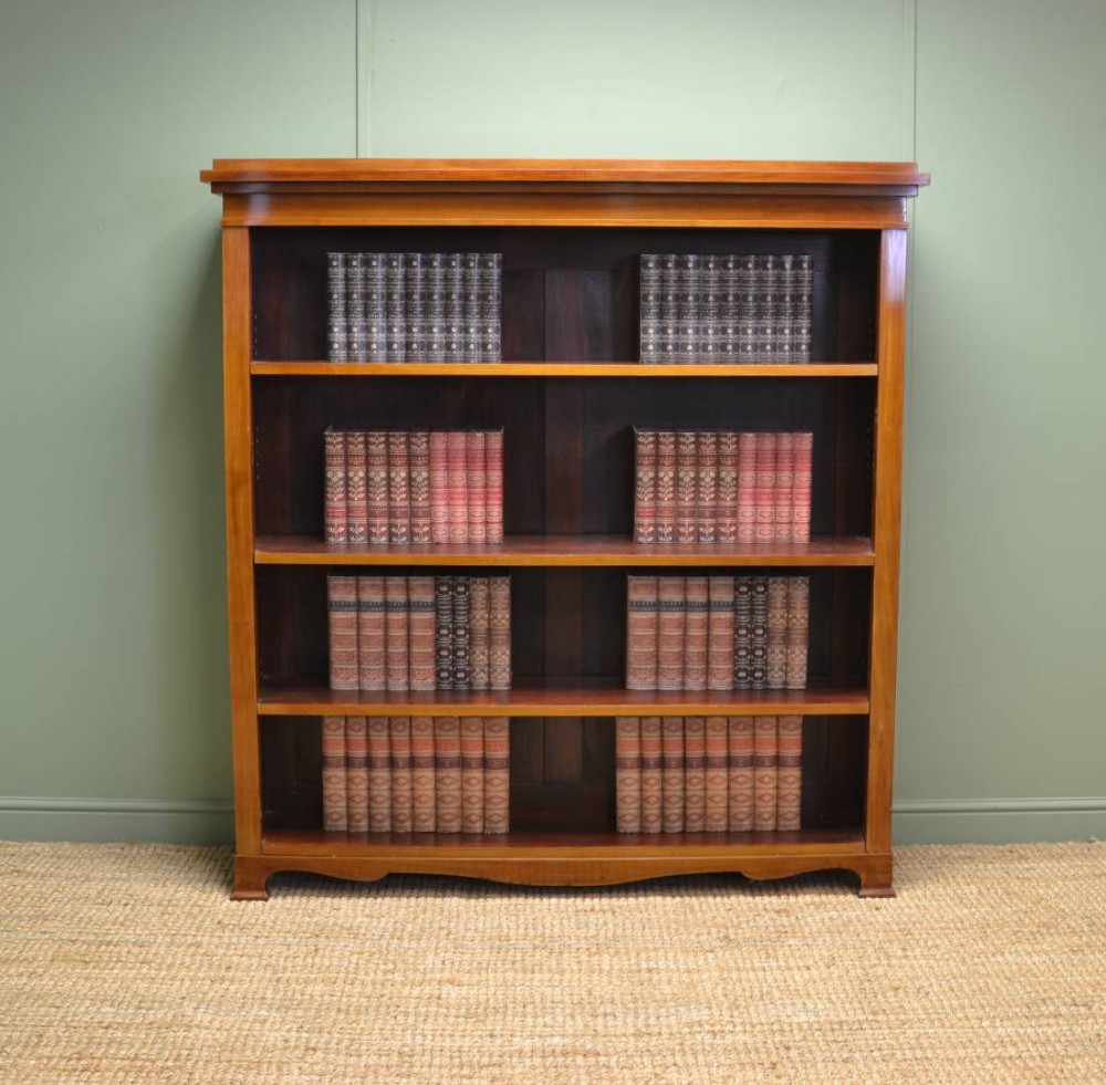 Large Rich Mahogany Antique Art Nouveau Open Bookcase