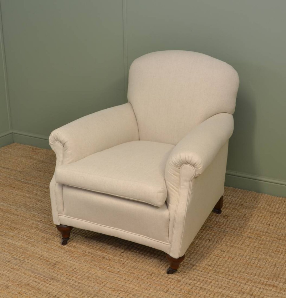 Comfy Edwardian Upholstered Antique Armchair