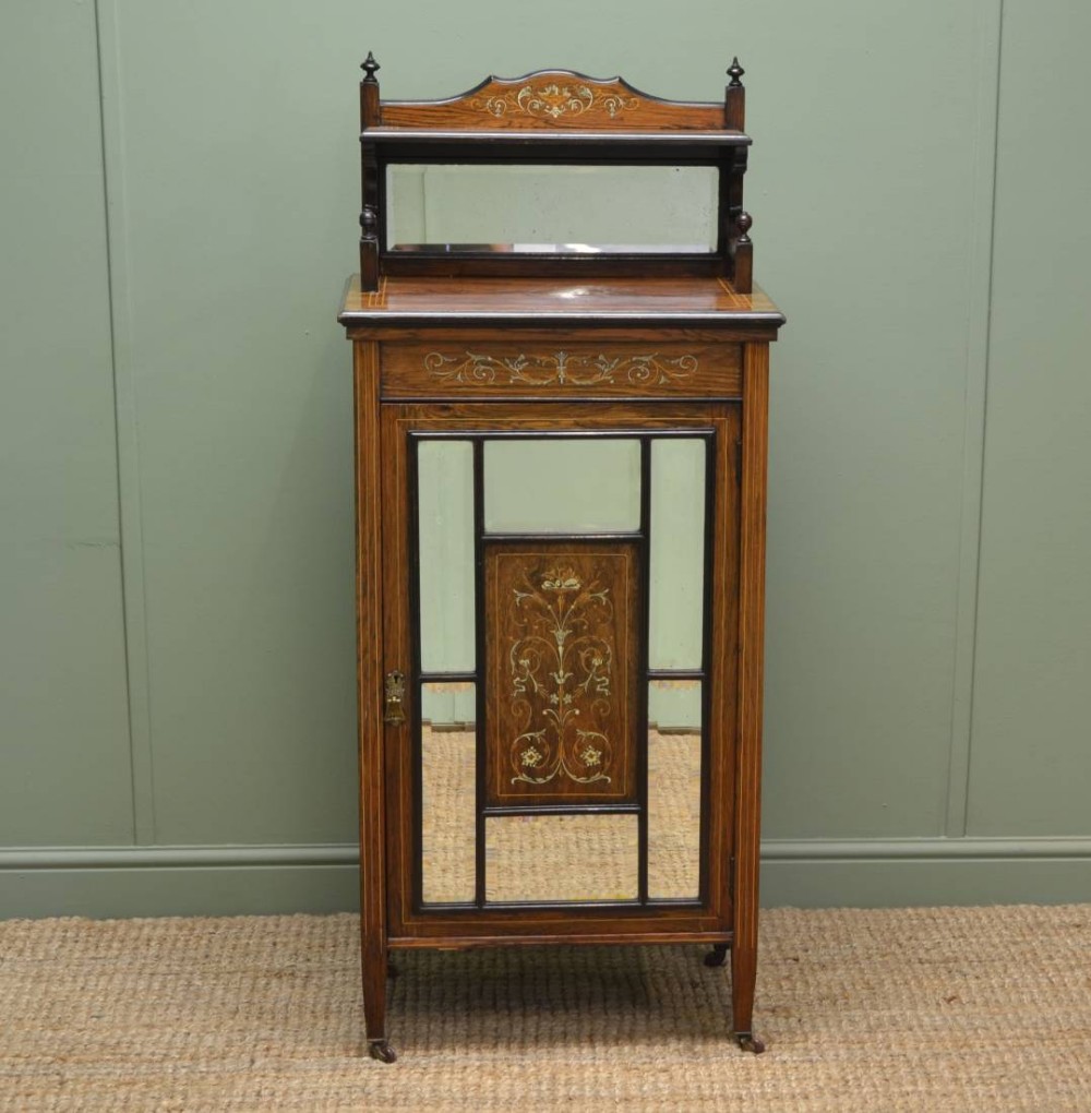 Beautifully Inlaid Antique Victorian Rosewood Cabinet