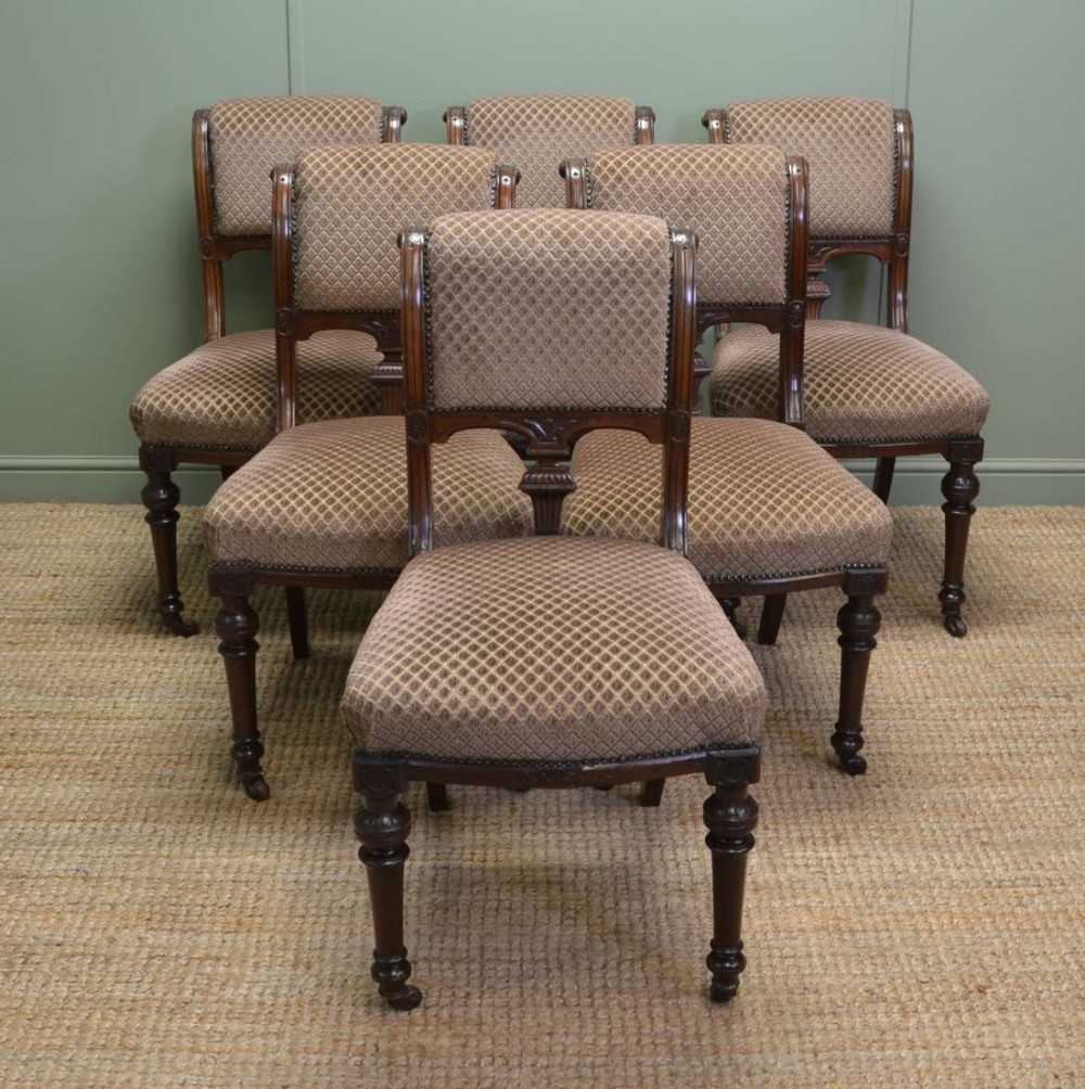 Fine Quality Set of Six Victorian Mahogany Antique Dining Chairs