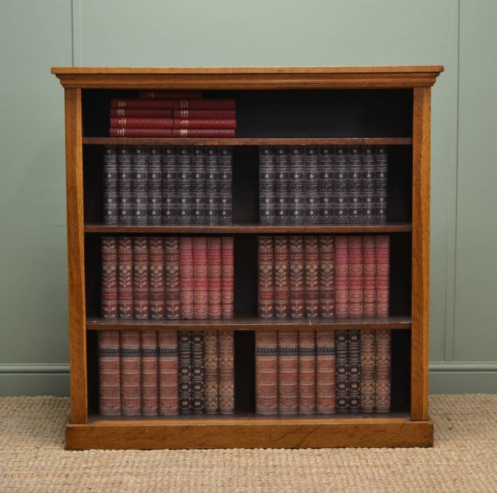 Beautiful Victorian Golden Oak Antique Open Bookcase