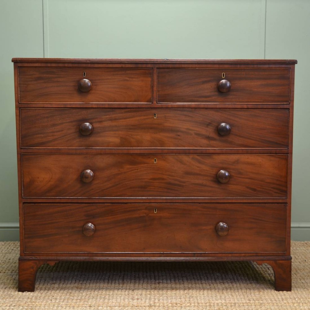 Large Regency Figured Mahogany Antique Chest of Drawers
