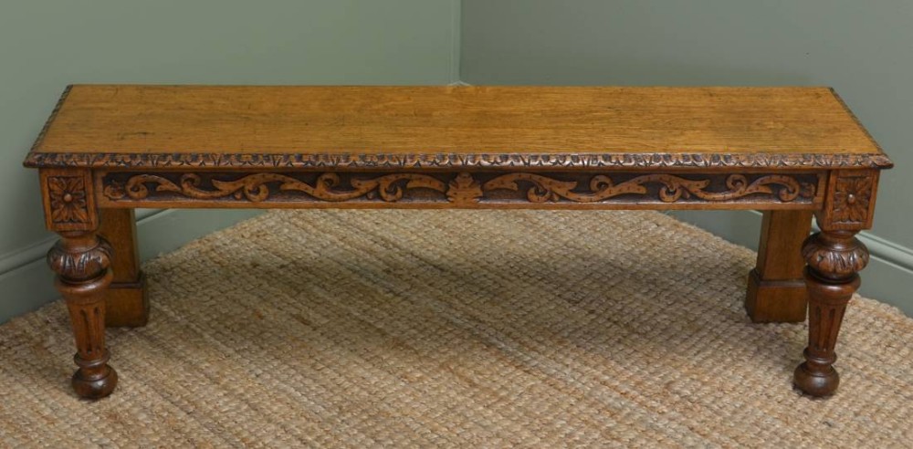 Unusual Quality Victorian Antique Oak Window Seat