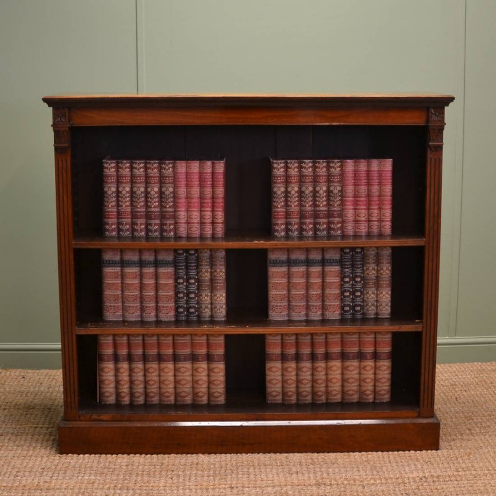 Fine Quality Victorian Walnut Antique Open Bookcase