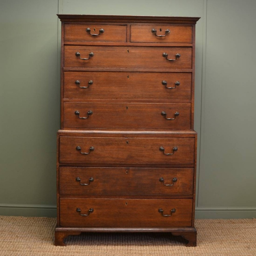 Small Georgian Country Oak Antique Chest on Chest