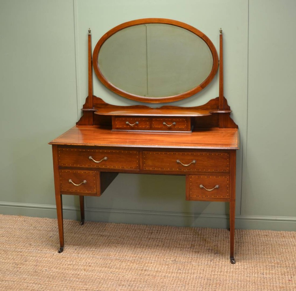 Beautifully Inlaid Antique Edwardian Mahogany Dressing Table