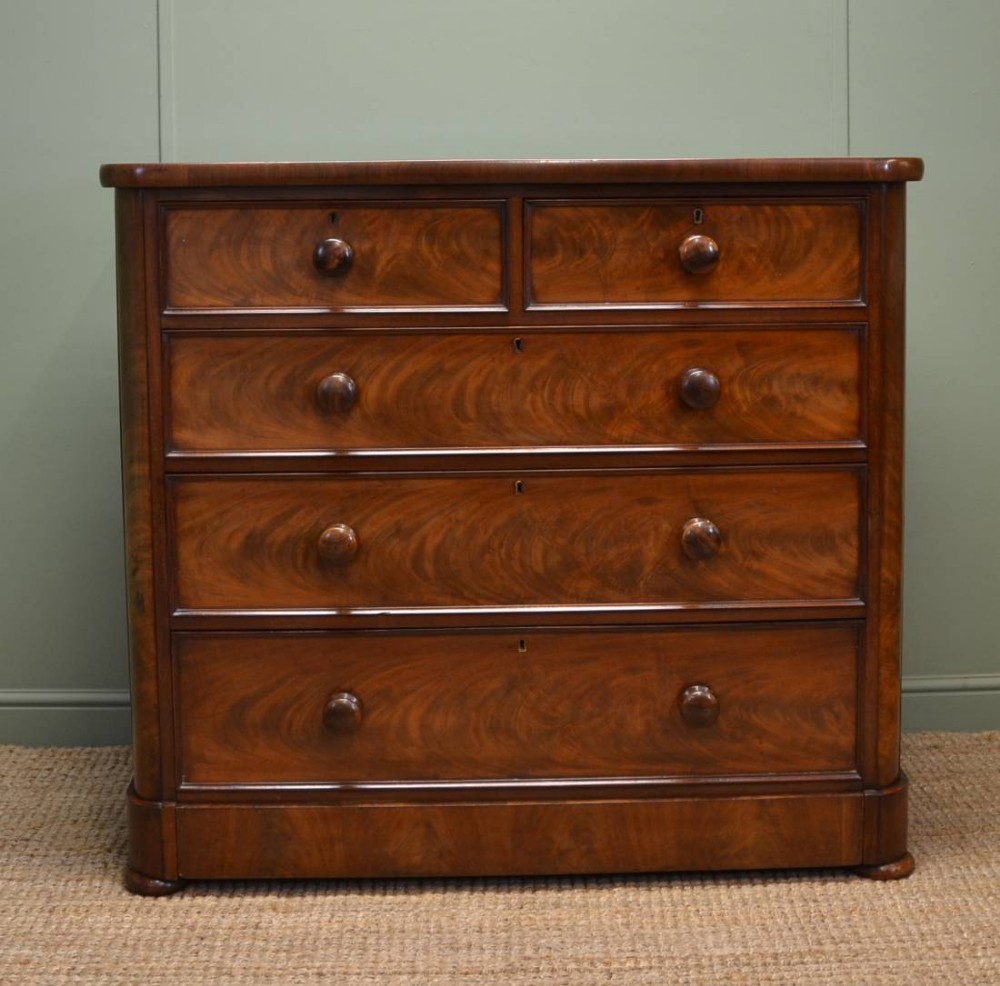 Stunning Figured Mahogany Victorian Antique Chest Of Drawers