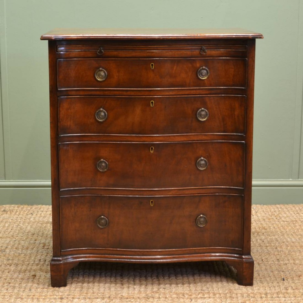 Unusual Edwardian Mahogany Serpentine Antique Small Chest Of Drawers