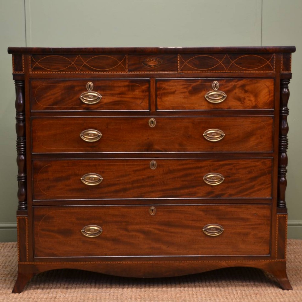 Stunning Quality Inlaid Georgian Antique Chest Of Drawers