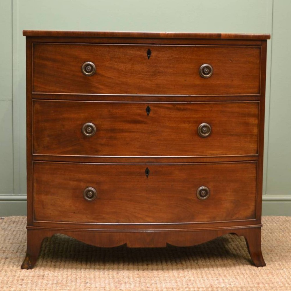 Regency Mahogany Antique Bow Fronted Chest Of Drawers