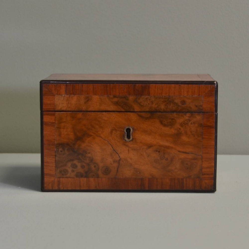 Fabulous Quality Victorian Burr Walnut Antique Tea Caddy