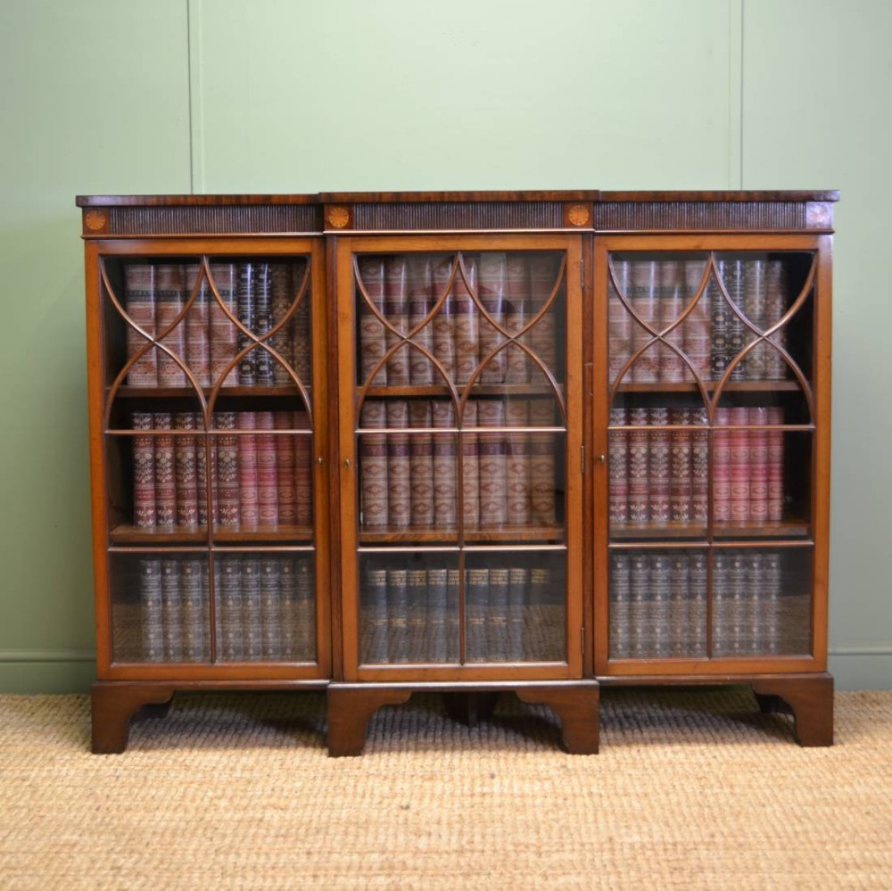 Edwardian Mahogany Antique Brake fronted Glazed Bookcase