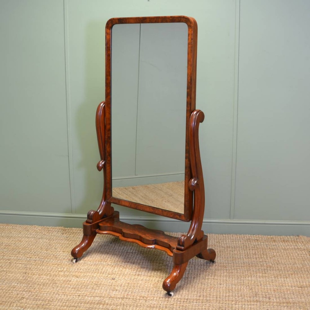 Fine Quality Early Victorian Antique Mahogany Cheval Mirror