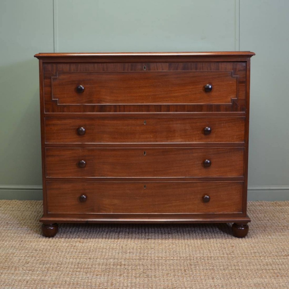 Superb Quality Regency Antique Figured Mahogany Chest Of  Drawers