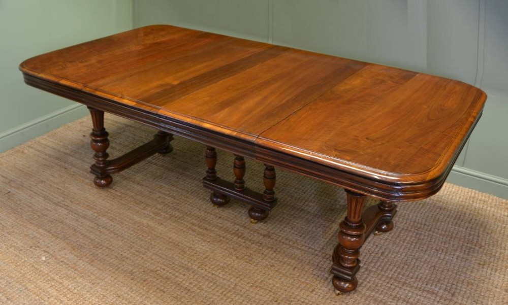 Victorian Solid French Walnut Antique Extending Dining Table