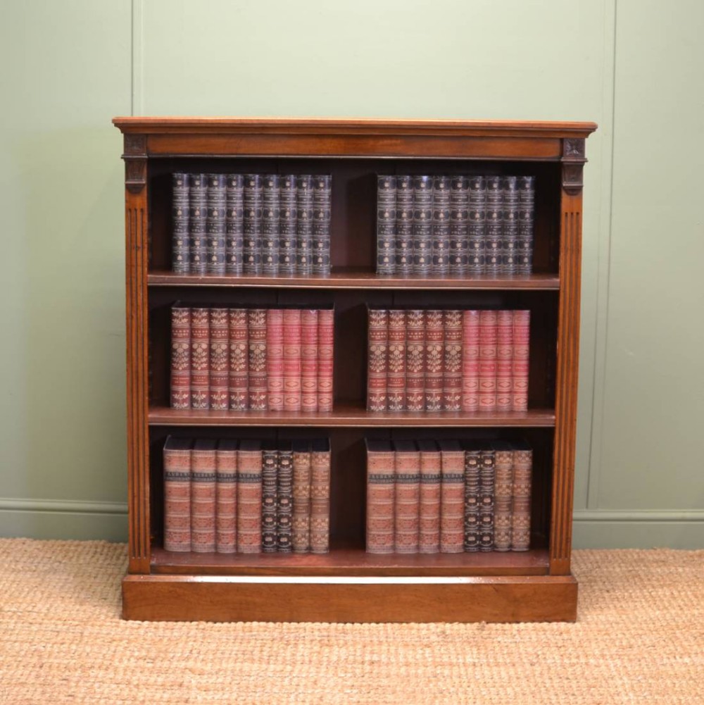 Quality Victorian Antique Walnut Open Bookcase