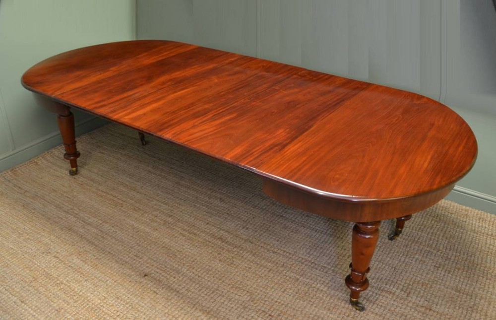 Unusual Large Tulip Carved Victorian Antique Mahogany Extending Dining Table