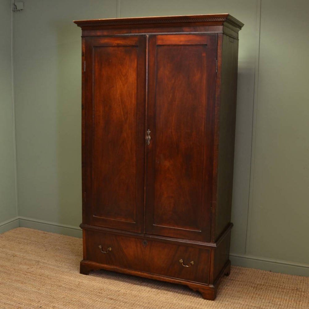 Characterful Solid Mahogany Antique Georgian Wardrobe.  