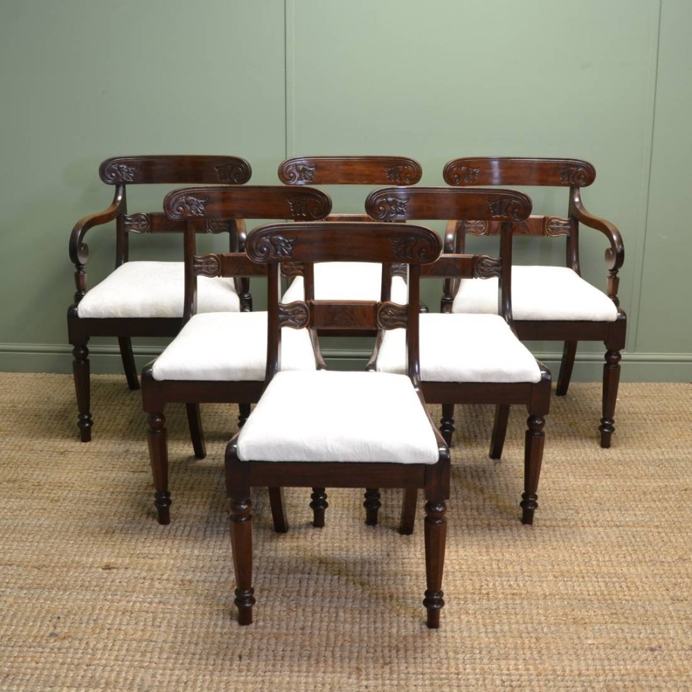 Fine Set Of Six William IV Antique Dining Chairs