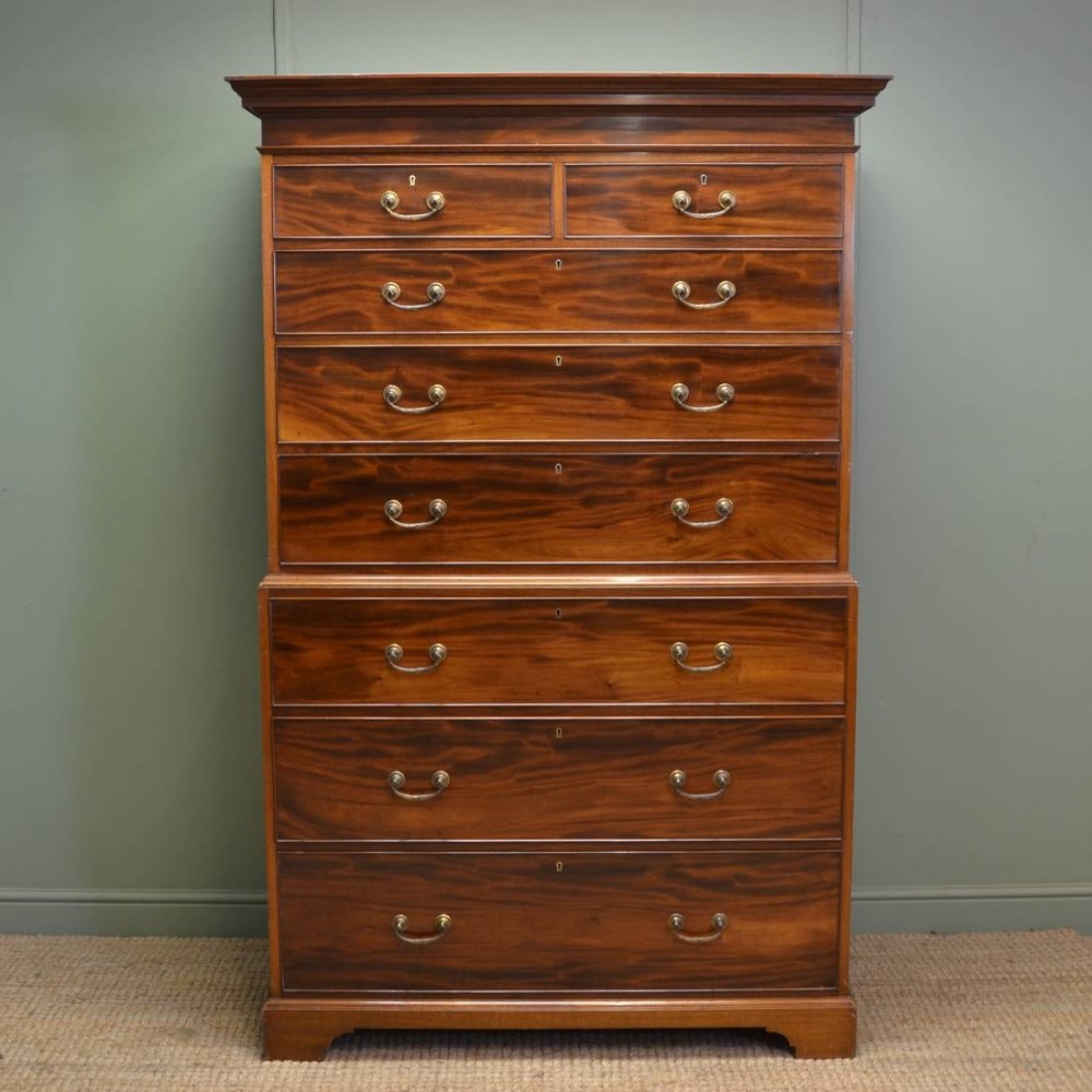 Magnificent Quality Figured Mahogany Edwardian Antique Chest On Chest